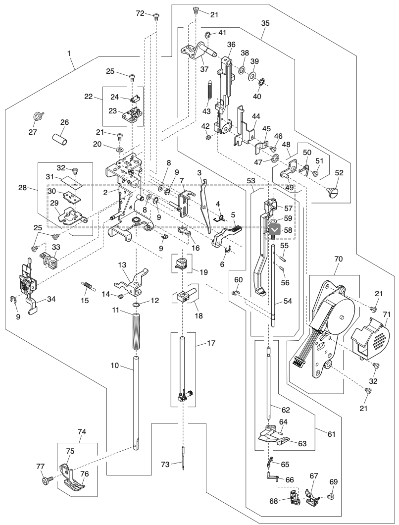 814610316 Presser bar base plate (unit)